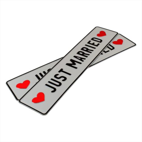 Ślubne tablice rejestracyjne Just Married - białe