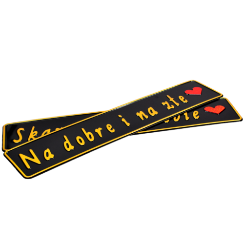 Ślubne tablice rejestracyjne Na dobre i na złe